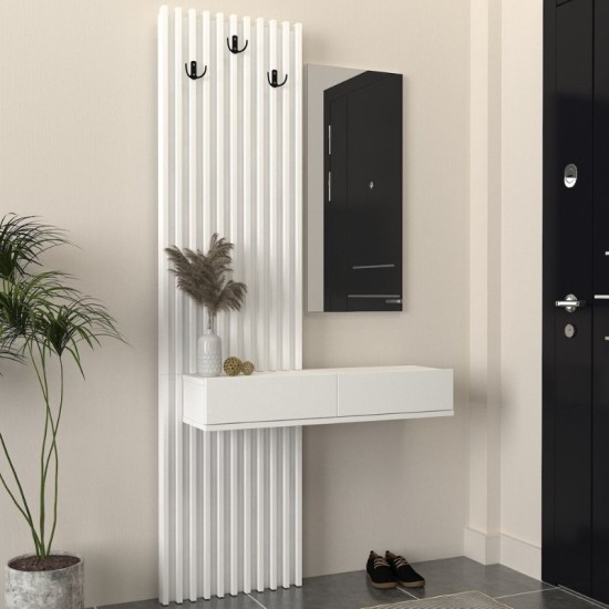 Έπιπλο εισόδου Elois  χρώμα λευκό 96,6x26,8x195,5εκ.