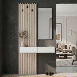 Έπιπλο εισόδου Elois  χρώμα λευκό - sepet oak 96,6x26,8x195,5εκ.
