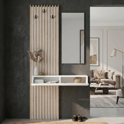 Έπιπλο εισόδου Elois  χρώμα λευκό - sepet oak 96,6x26,8x195,5εκ.