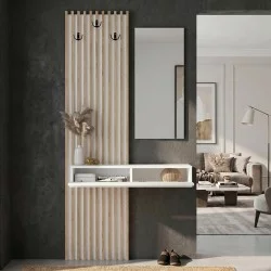 Έπιπλο εισόδου Elois  χρώμα λευκό - sepet oak 96,6x26,8x195,5εκ.