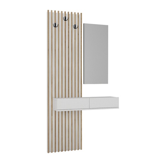 Έπιπλο εισόδου Elois  χρώμα λευκό - sepet oak 96,6x26,8x195,5εκ.