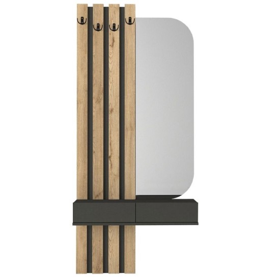 Έπιπλο εισόδου Reyas  χρώμα ανθρακί - sepet oak 90x27x205,6εκ.