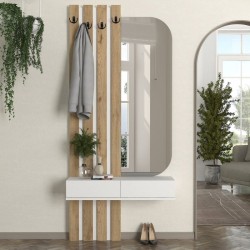 Έπιπλο εισόδου Reyas  χρώμα λευκό - sepet oak 90x27x205,6εκ.
