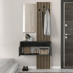 Έπιπλο εισόδου Naro  χρώμα ανθρακί - sepet oak 90x35x204,2εκ.