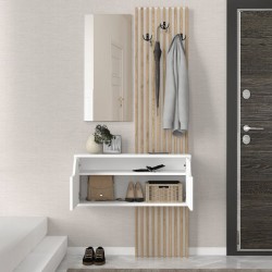 Έπιπλο εισόδου Naro  χρώμα λευκό - sepet oak 90x35x204,2εκ.