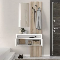 Έπιπλο εισόδου Naro  χρώμα λευκό - sepet oak 90x35x204,2εκ.