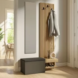 Έπιπλο εισόδου Dumont  χρώμα ανθρακί - sepet oak 104,8x35x198εκ.