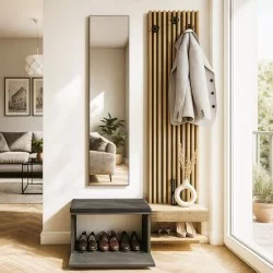 Έπιπλο εισόδου Dumont  χρώμα ανθρακί - sepet oak 104,8x35x198εκ.