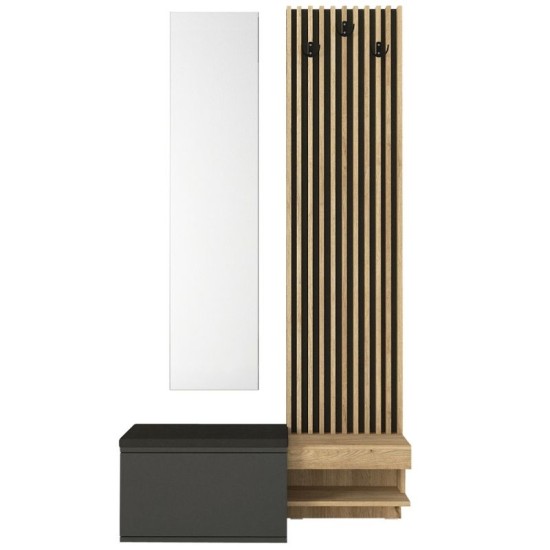 Έπιπλο εισόδου Dumont  χρώμα ανθρακί - sepet oak 104,8x35x198εκ.