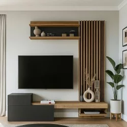 Σύνθεση τηλεόρασης Dumont  χρώμα ανθρακί - sepet oak 180x36,8x200εκ.