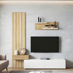 Σύνθεση τηλεόρασης Rosaline  χρώμα λευκό - sepet oak 183x31,3x196,9εκ.