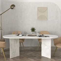 Τραπέζι Cortado  χρώμα λευκό εφέ μαρμάρου 200x90x74εκ.
