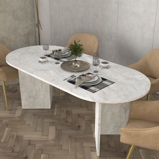 Τραπέζι Cortado  χρώμα λευκό εφέ μαρμάρου 200x90x74εκ.