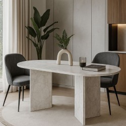 Τραπέζι Cortado  χρώμα λευκό εφέ μαρμάρου 138x80x75εκ.