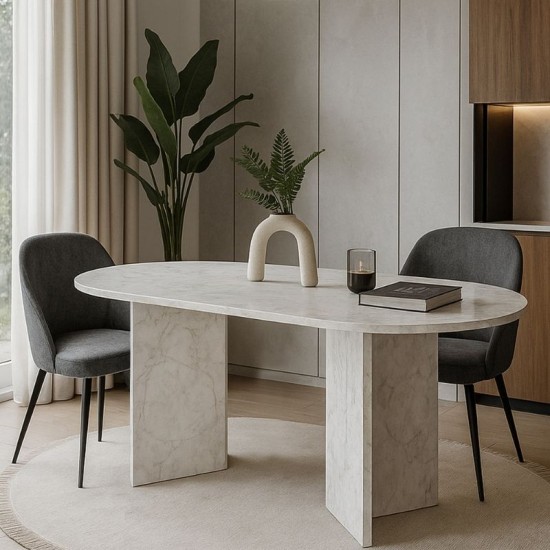 Τραπέζι Cortado  χρώμα λευκό εφέ μαρμάρου 138x80x75εκ.