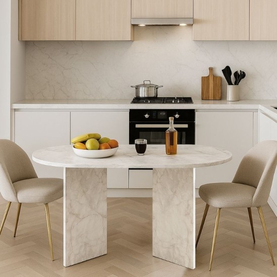 Τραπέζι Cortado  χρώμα λευκό εφέ μαρμάρου 138x80x75εκ.