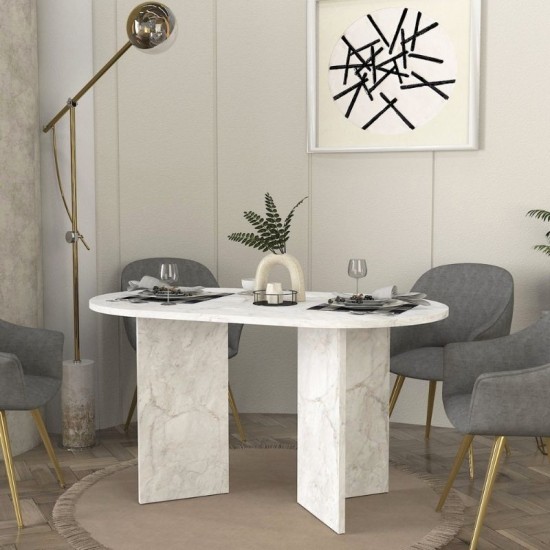 Τραπέζι Cortado  χρώμα λευκό εφέ μαρμάρου 138x80x75εκ.