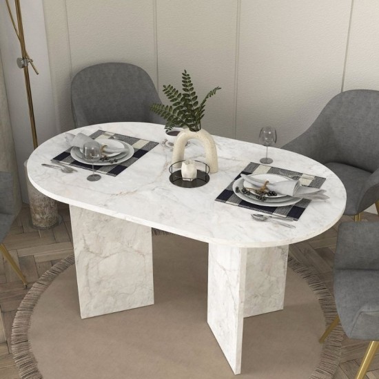 Τραπέζι Cortado  χρώμα λευκό εφέ μαρμάρου 138x80x75εκ.
