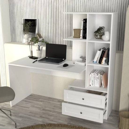 Γραφείο εργασίας Mantra  χρώμα λευκό 150x60x152εκ.