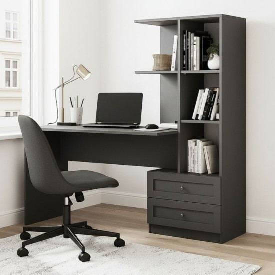 Γραφείο εργασίας Mantra  χρώμα ανθρακί 150x60x152εκ.