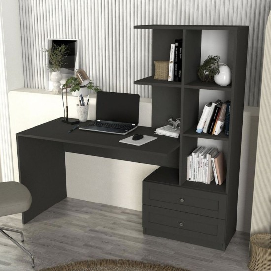 Γραφείο εργασίας Mantra  χρώμα ανθρακί 150x60x152εκ.