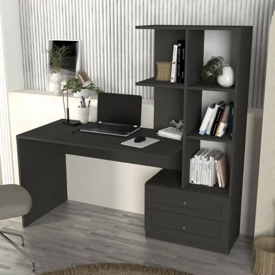 Γραφείο εργασίας Mantra  χρώμα ανθρακί 150x60x152εκ.