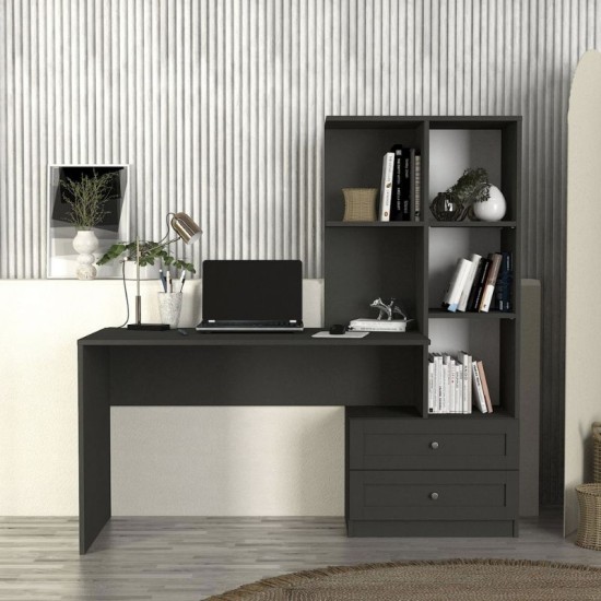 Γραφείο εργασίας Mantra  χρώμα ανθρακί 150x60x152εκ.