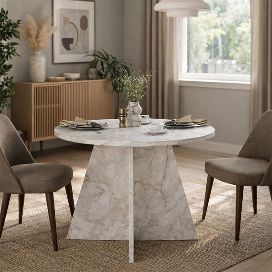 Τραπέζι Tailor  χρώμα λευκό εφέ μαρμάρου Ø100x75,7εκ.