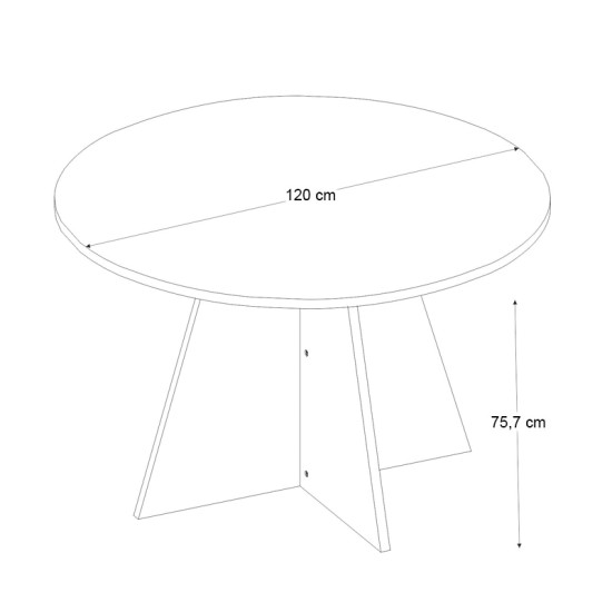 Τραπέζι Tailor  χρώμα sapphire oak Ø120x75,7εκ.