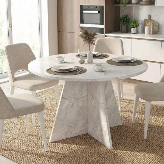 Τραπέζι Tailor  χρώμα λευκό εφέ μαρμάρου Ø120x75,7εκ.