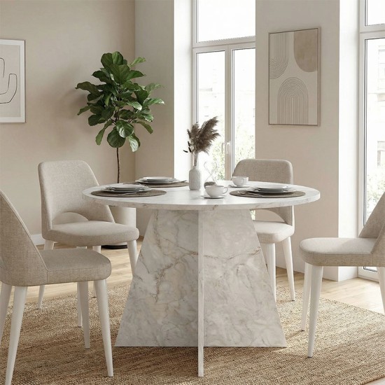 Τραπέζι Tailor  χρώμα λευκό εφέ μαρμάρου Ø120x75,7εκ.