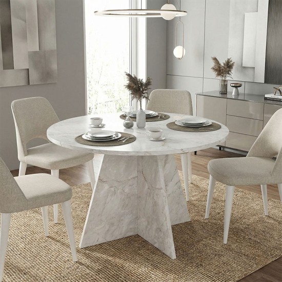 Τραπέζι Tailor  χρώμα λευκό εφέ μαρμάρου Ø120x75,7εκ.
