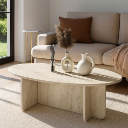 Τραπεζάκι σαλονιού Ravey  χρώμα travertine 120x60x39,6εκ.