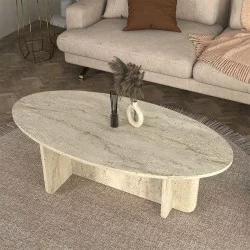 Τραπεζάκι σαλονιού Ravey  χρώμα travertine 120x60x39,6εκ.