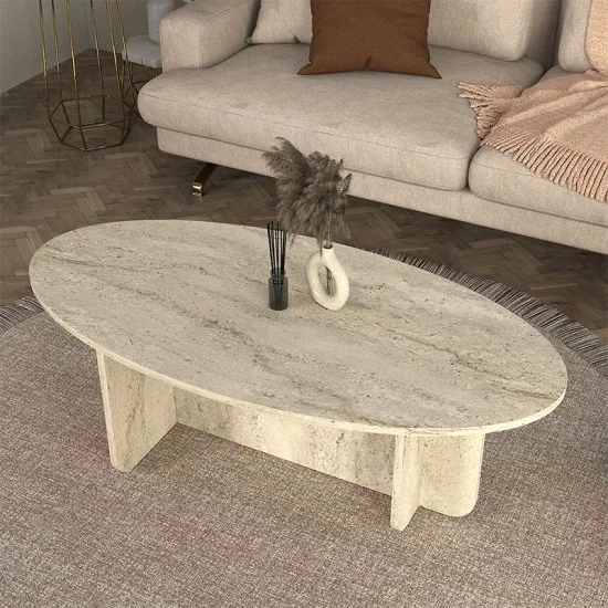 Τραπεζάκι σαλονιού Ravey  χρώμα travertine 120x60x39,8εκ.