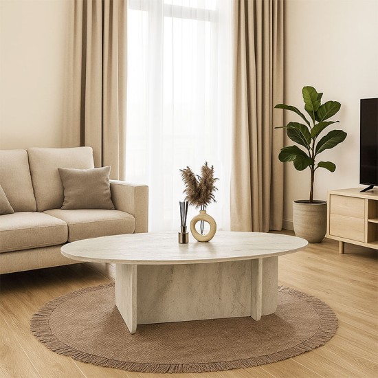 Τραπεζάκι σαλονιού Ravey  χρώμα travertine 120x60x39,6εκ.