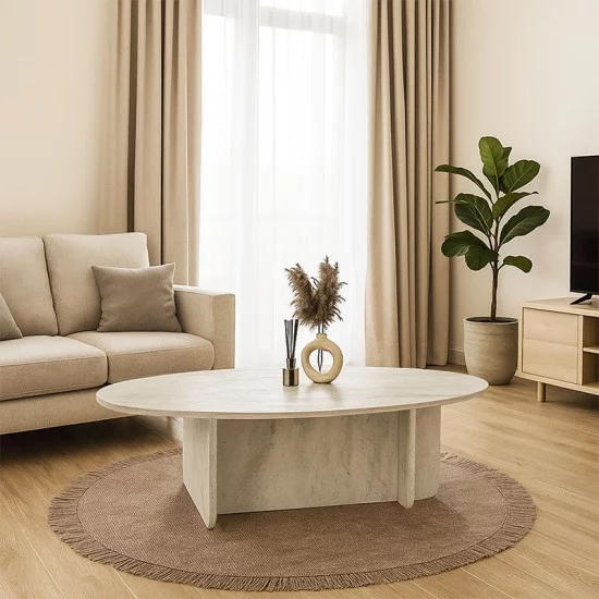 Τραπεζάκι σαλονιού Ravey  χρώμα travertine 120x60x39,8εκ.