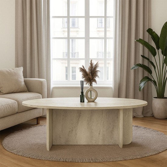 Τραπεζάκι σαλονιού Ravey  χρώμα travertine 120x60x39,6εκ.