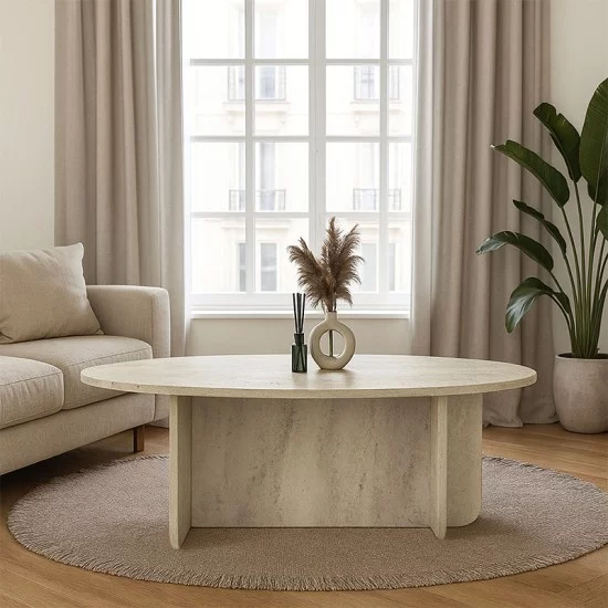 Τραπεζάκι σαλονιού Ravey  χρώμα travertine 120x60x39,8εκ.