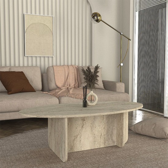 Τραπεζάκι σαλονιού Ravey  χρώμα travertine 120x60x39,6εκ.