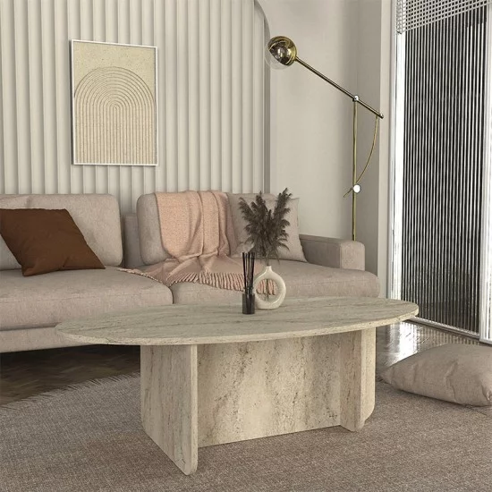 Τραπεζάκι σαλονιού Ravey  χρώμα travertine 120x60x39,8εκ.