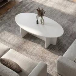 Τραπεζάκι σαλονιού Ravey  χρώμα λευκό 120x60x39,6εκ.