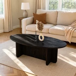 Τραπεζάκι σαλονιού Ravey  χρώμα sencron black 120x60x39,8εκ.
