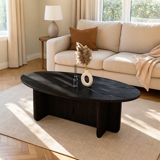 Τραπεζάκι σαλονιού Ravey  χρώμα sencron black 120x60x39,6εκ.