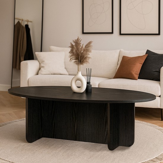 Τραπεζάκι σαλονιού Ravey  χρώμα sencron black 120x60x39,6εκ.