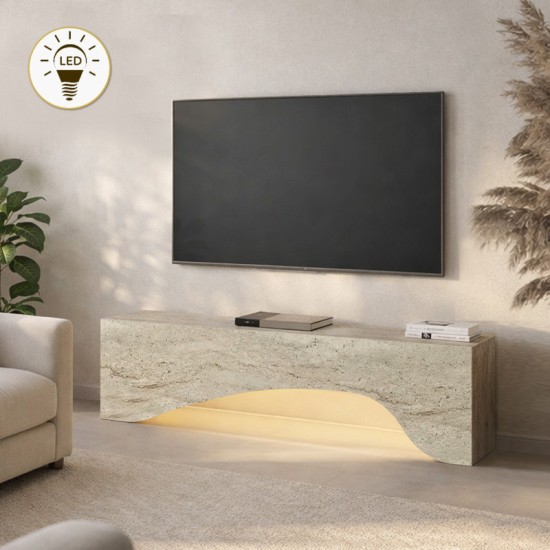 Έπιπλο τηλεόρασης Mara  με LED χρώμα travertine 150x31,4x40εκ.