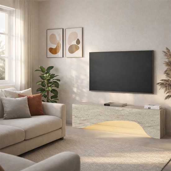 Έπιπλο τηλεόρασης Mara  με LED χρώμα travertine 150x31,4x40εκ.