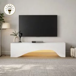 Έπιπλο τηλεόρασης Mara  με LED χρώμα λευκό 150x31,4x40εκ.