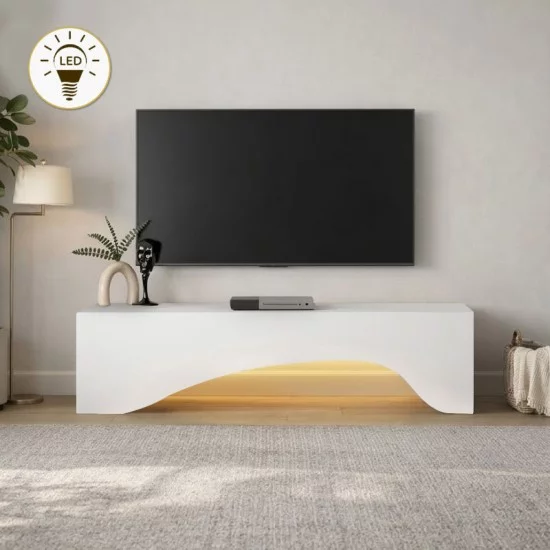 Έπιπλο τηλεόρασης Mara  με LED χρώμα λευκό 150x31,4x40εκ.