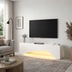 Έπιπλο τηλεόρασης Mara  με LED χρώμα λευκό 150x31,4x40εκ.